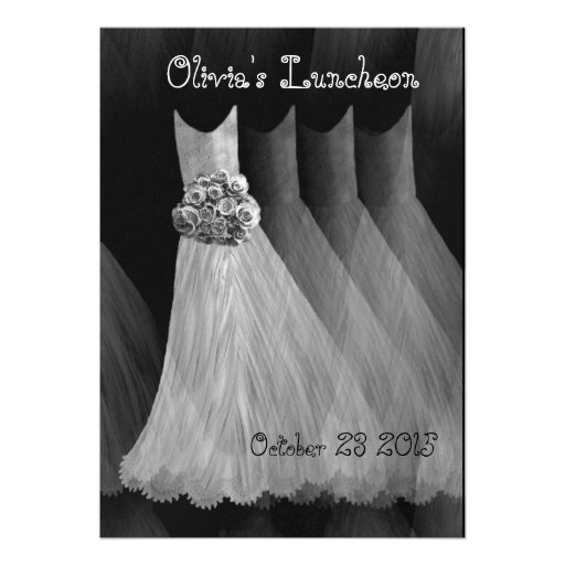 Bridesmaid Luncheon or Brunch Silver Gray Dresses Personalized Invitation