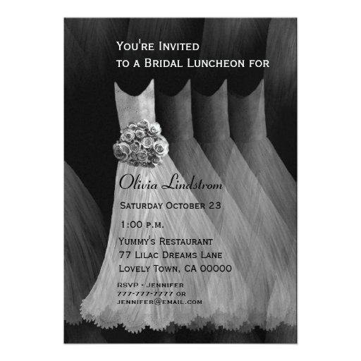 Bridesmaid Luncheon or Brunch Silver Gray Dresses Personalized Invitation
