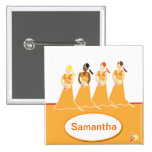 Bridesmaid Peach Orange Wedding Buttons