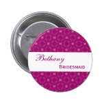 BRIDESMAID Pin Button Magenta Pattern V002