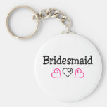Bridesmaid Pink Black Hearts Key Chains
