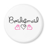 Bridesmaid Pink Black Hearts Refrigerator Magnets