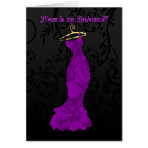 bridesmaid, please be my bridesmaid - purple bride cards