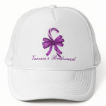 Bridesmaid - "Purple Striped Candy Cane w/ Ribbon" Hat