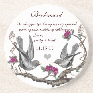 Bridesmaid Reception Vintage Bird Coasters coaster