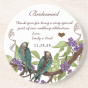 Bridesmaid Reception Vintage Bird Coasters