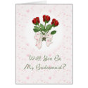 Bridesmaid Red Roses cards