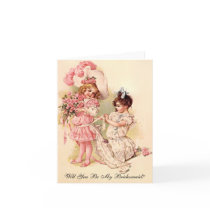 Bridesmaid Request Card Vintage Style Invitation