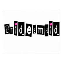 Bridesmaid (Sq Blk) Post Cards