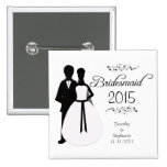 Bridesmaid swirls wedding favor pinback button