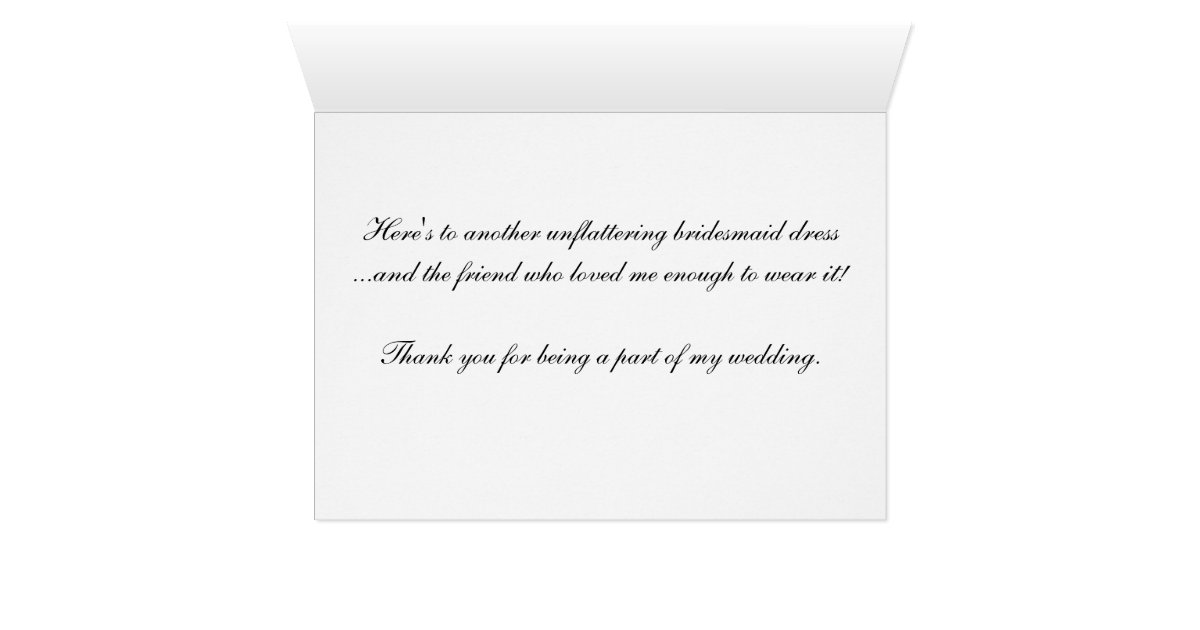 Bridesmaid Thank You Card Zazzle