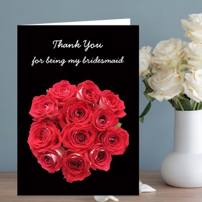 Bridesmaid Thank You Card -- Bridal Roses