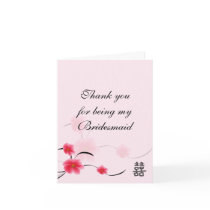 Bridesmaid Thank You Card Pink Blossom Double Ha