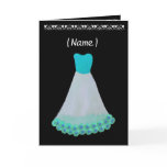 Bridesmaid TURQUOISE &amp; WHITE Gown &amp; Flowered Trim Card