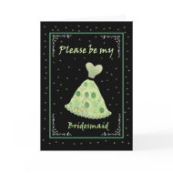 Bridesmaid Wedding Invitation Green Flowered Gown card