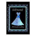 BRIDESMAID Wedding Thank You - Blue Gown Lace Trim cards