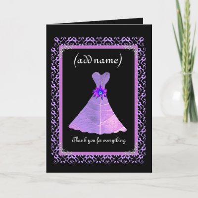 BRIDESMAID Wedding Thank You - PURPLE Gown Greeting Card