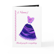 BRIDESMAID Wedding Thank You - PURPLE Gown card