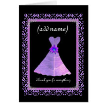 BRIDESMAID Wedding Thank You - PURPLE Gown Greeting Card