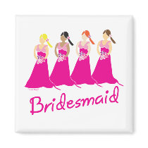 Bridesmaids Favors Pink Themed Refrigerator Magnet