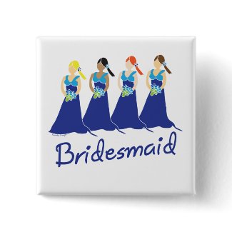 Bridesmaids in Blue Wedding Attendant Button button