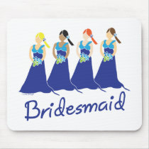 Bridesmaids in Blue Wedding Attendant mousepads