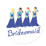 Bridesmaids in Blue Wedding Attendant stickers