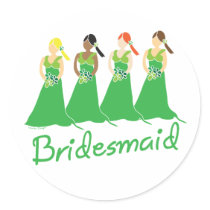 Bridesmaids in Green Wedding Attendant stickers