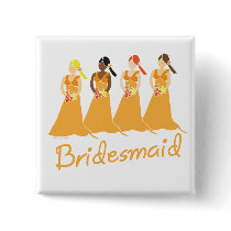 Bridesmaids in Peach Wedding Attendant buttons