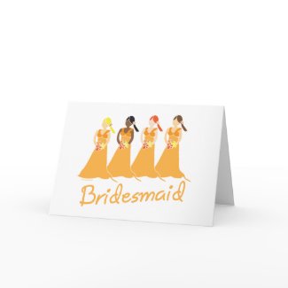 Bridesmaids in Peach Wedding Attendant Cards card