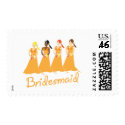 Bridesmaids in Peach Wedding Attendant stamp