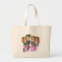 Bridesmaids in Pink Tote Bags