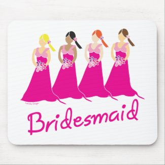 Bridesmaids in Pink Wedding Attendant mousepad