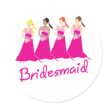 Bridesmaids in Pink Wedding Attendant stickers