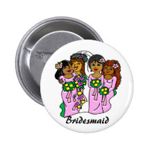"Bridesmaids in Pink" Wedding ID Button