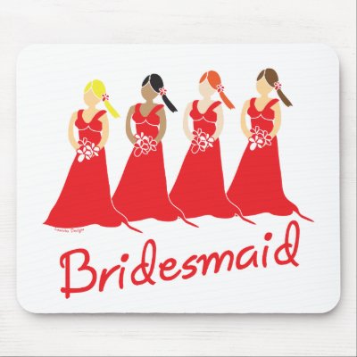 Bridesmaids in Red Wedding Attendant Mouse Pad