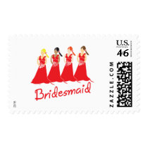 Bridesmaids in Red Wedding Attendant postage