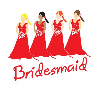 Bridesmaids in Red Wedding Attendant t-shirts