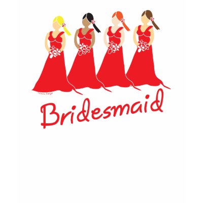 Bridesmaids in Red Wedding Attendant t-shirts