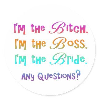 Bridezilla Bride Favors sticker