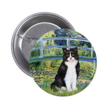 Bridge - Black and White cat Pinback Buttons