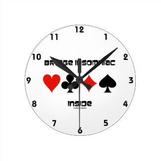 Bridge Insomniac Inside (Four Card Suits) Round Wall Clock