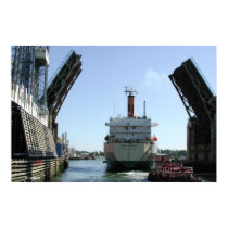 Bridge Opens for Oil Tanker posters