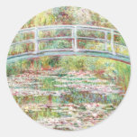 Bridge Over Water Lilies Pond - Claude Monet Round Stickers