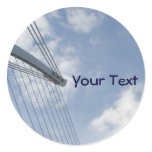 Bridge Spine and Cables Construction Art Round Stickers