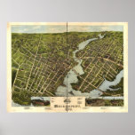 Bridgeport Connecticut 1875 Antique Panoramic Map posters