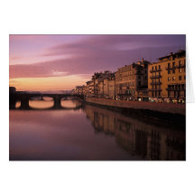 Bridges over the Arno River at sunset, Card
