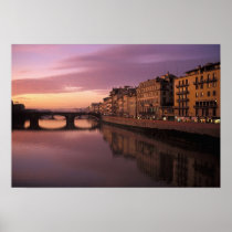 Bridges over the Arno River at sunset,