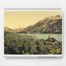 Brienz Lake, Bernese Oberland, Switzerland vintage Mousepads