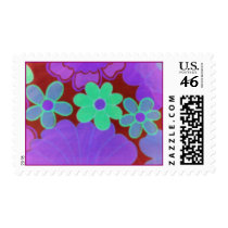 Bright 70's Retro Flower's Postage Stamp